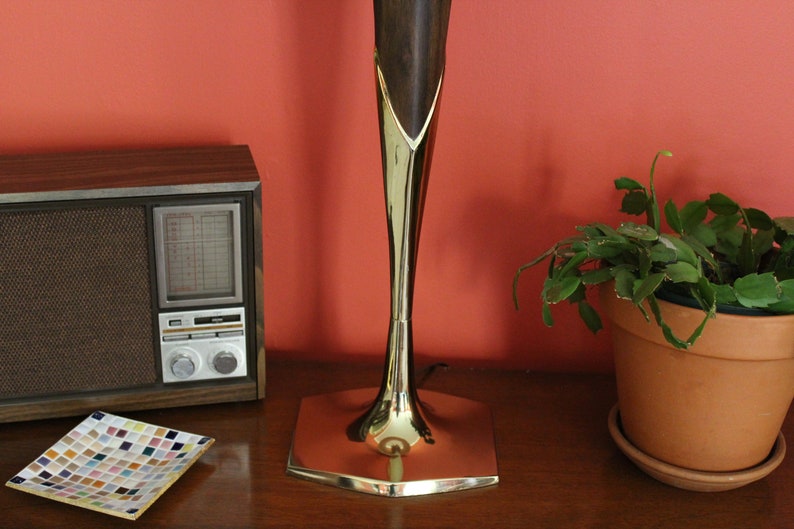 Tall Mid-century Brass Lamp Large 39 12 Midcentury Maurizio Tempestini Brass /& Walnut Lamp with Drum Shade Danish Style MCM Table Lamp