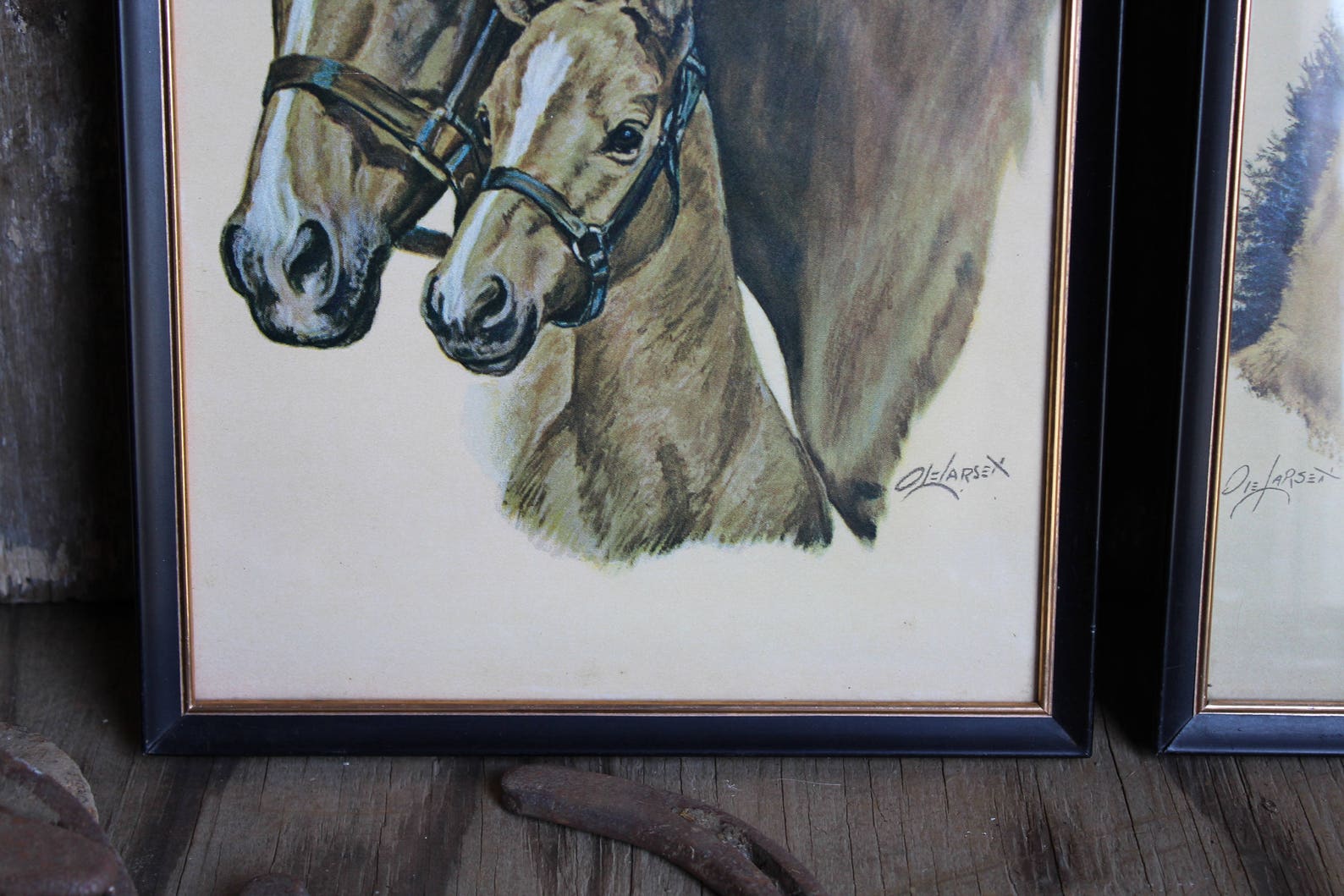 Pair of Vintage Horse Prints Ole Larsen Horse Prints Framed Etsy