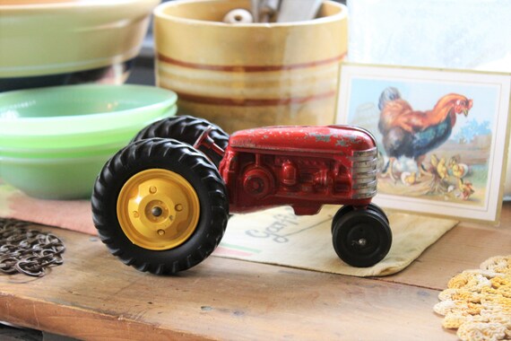 Vintage Hubley Tractor Red Metal Toy 