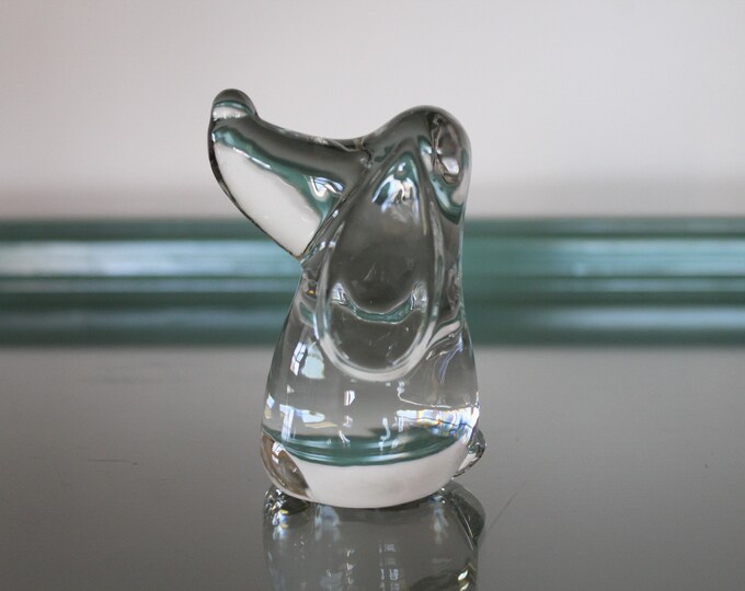 Vintage Glass Dog Sculpture, Glass Beagle Figurine, Crystal Dog, Glass