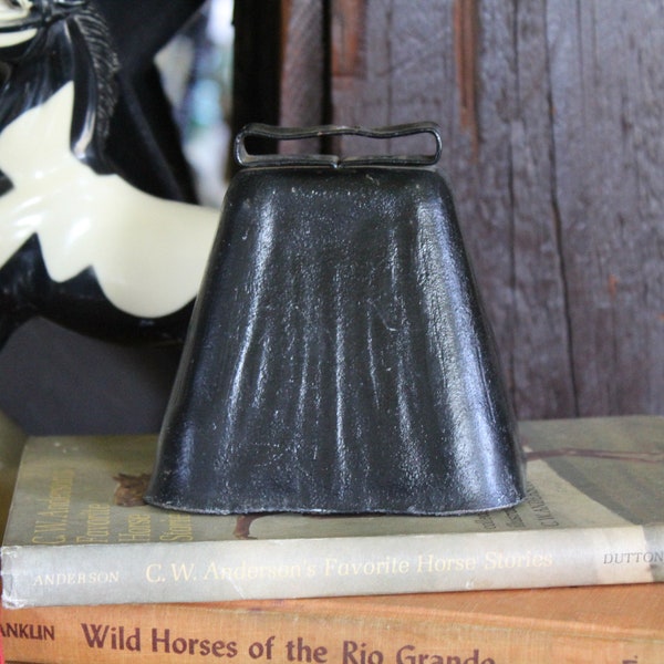 Vintage Large Cowbell, Large Black Cow Bell, Metal Cowbell, Cowboy Bell, Western Wall Hanging, Farmhouse Door, Barn, Cabin Decor