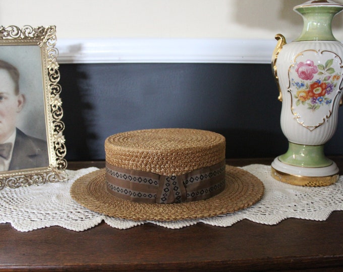 Antique Straw Hat, Vintage Strawcraft Men's Straw Hat, 1920s