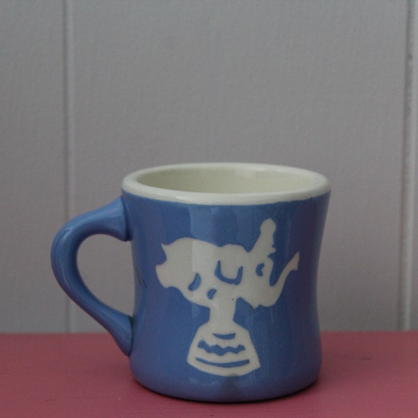 Vintage Child's Blue Mug, Harker Cameoware Blue Child's Mug with Circus Elephant and Toy Soldier, Kid's Blue Ceramic Cup, Circus Theme