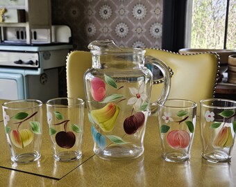 Antique Bartlett and Collins Frosted Fruit and Leaves Pitcher With 
