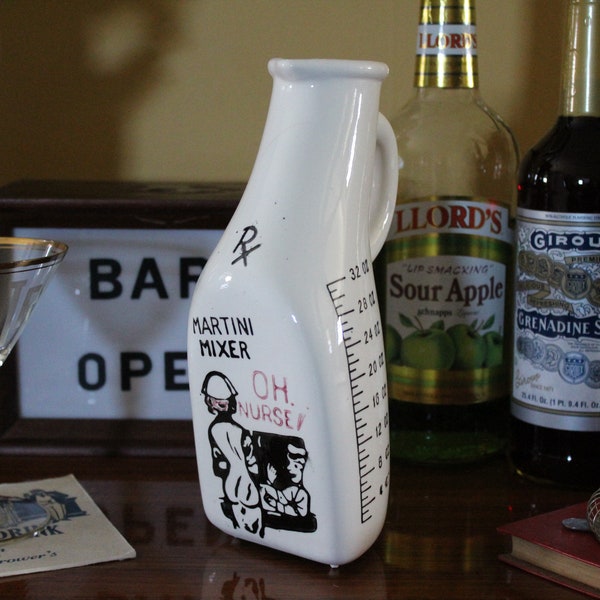 Vintage Nurse's Martini Pitcher Urinal, 50s Novelty Ceramic Urinal Martini Pitcher, Funny Barware, Retro Bar, Nurse Gag Gift, Display Only