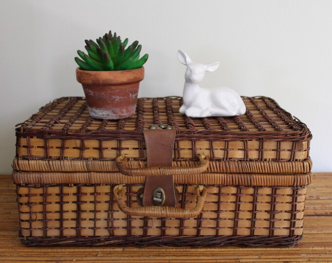 Vintage Wicker Suitcase 18 Large Wicker Suitcase Etsy