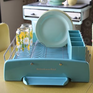 Vintage Turquoise Dish Rack, Kitchenaid Dishwasher Rack, Turquoise