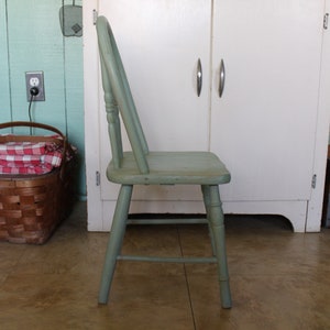 Vintage Small Green Wooden Farmhouse Chair, Child's Green Wood Chair, Kid's Wooden Chair, Children's Windsor Chair for Farm Kitchen or Porch image 5