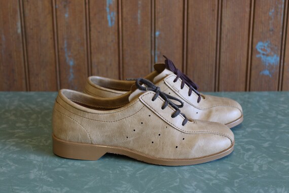Women/'s Leather Rockabilly Boat Shoe Styling Bowling Shoes Vintage Women/'s Dexter Bowling Shoes Boat Shoe Tan Leather Rockabilly Shoes
