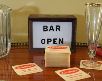 50 New Old Stock Beer Coasters, Vintage Ortlieb&#39;s Beer Coasters, 1970s Cardboard Coasters, NOS Retro Bar Supply from Philadelphia Brewery