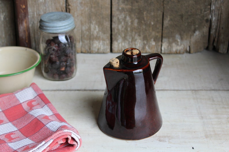 Vintage Brown Pottery Faux Coffee Pot Ceramic Liquor Etsy