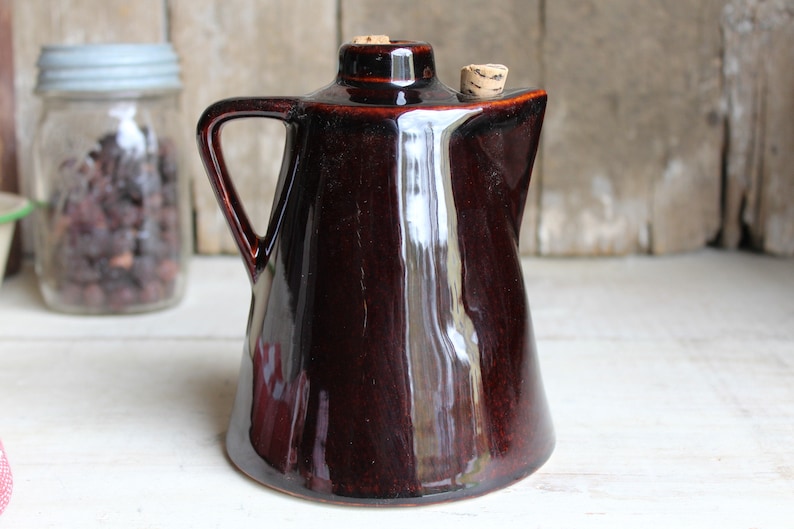 Vintage Brown Pottery Faux Coffee Pot Ceramic Liquor Etsy
