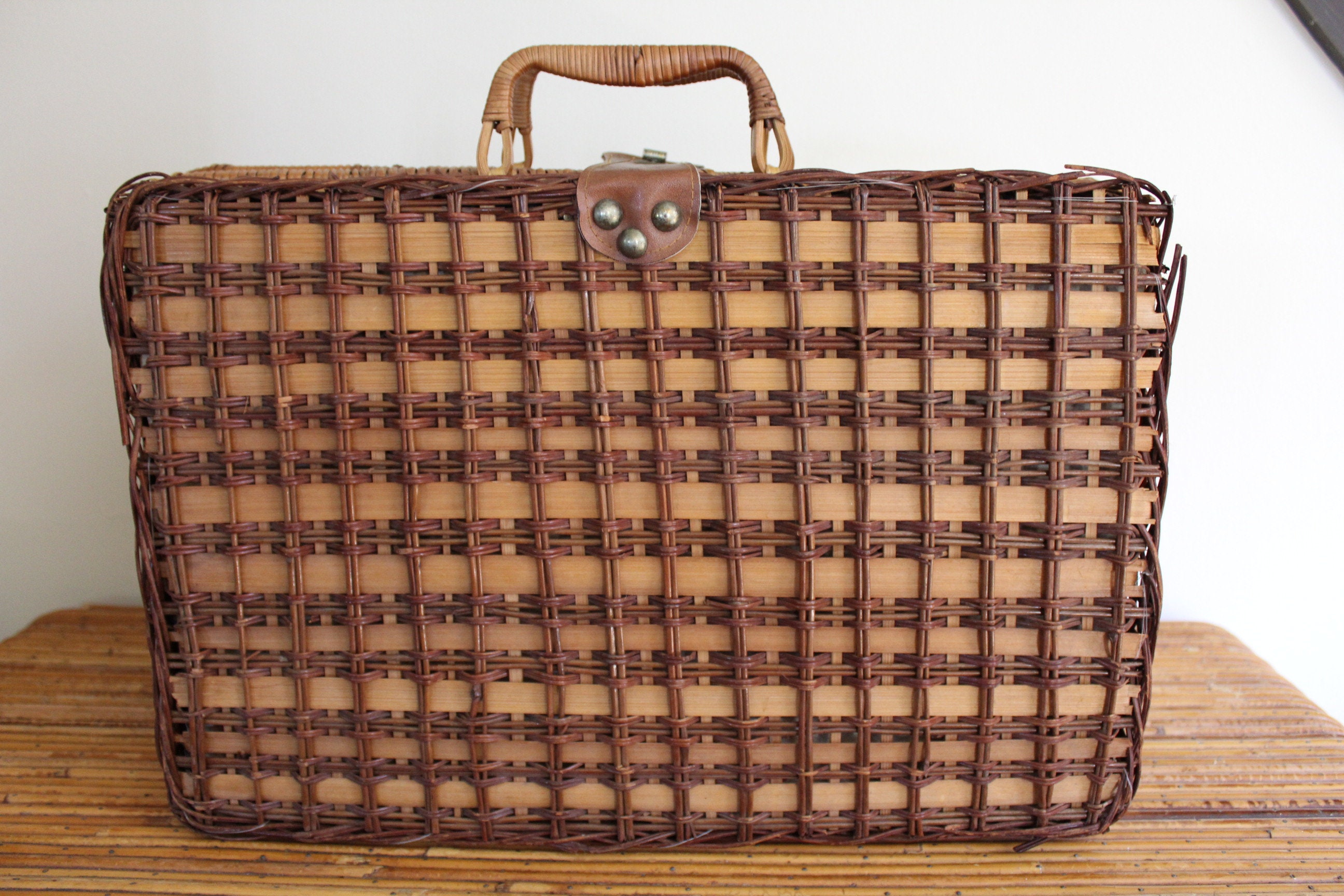 Vintage Wicker Suitcase 18 Large Wicker Suitcase Etsy