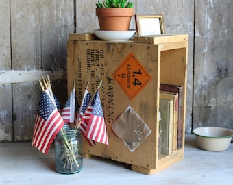 Vintage Ammo Box, Explosives Crate, Wood Grenade Box, Wooden Military Crate, Industrial Storage, Farmhouse Planter, Man Cave, Porch Table