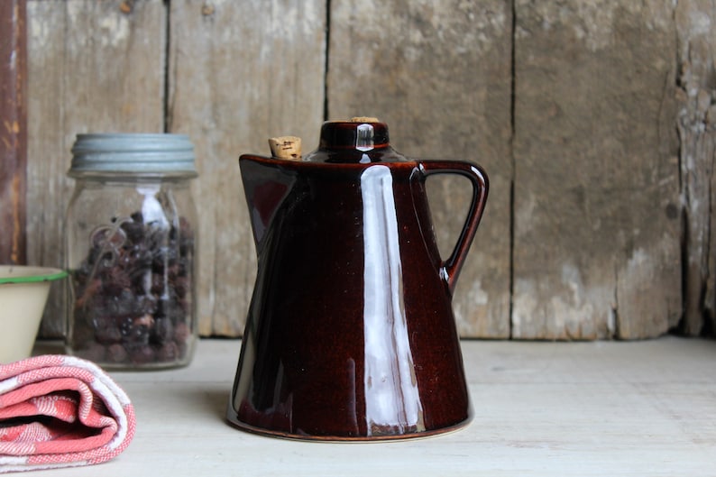 Vintage Brown Pottery Faux Coffee Pot Ceramic Liquor Etsy