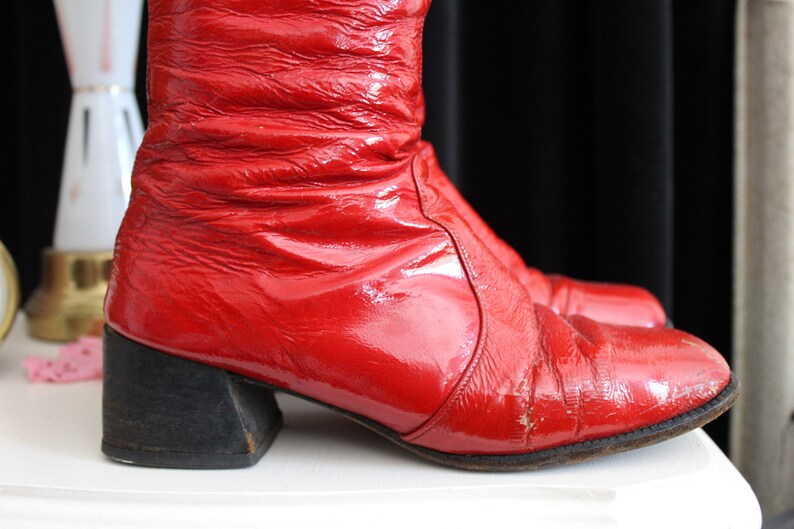 Authentic 1960s Red Go Go Boots With Cat's Paw Heel Etsy