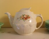 Vintage Hall China Drip-O-Lator Teapot, Enterprise Aluminum Co. Coffee Pot, Large Ceramic Teapot with Roses, Art Deco Teapot, Coffee Server