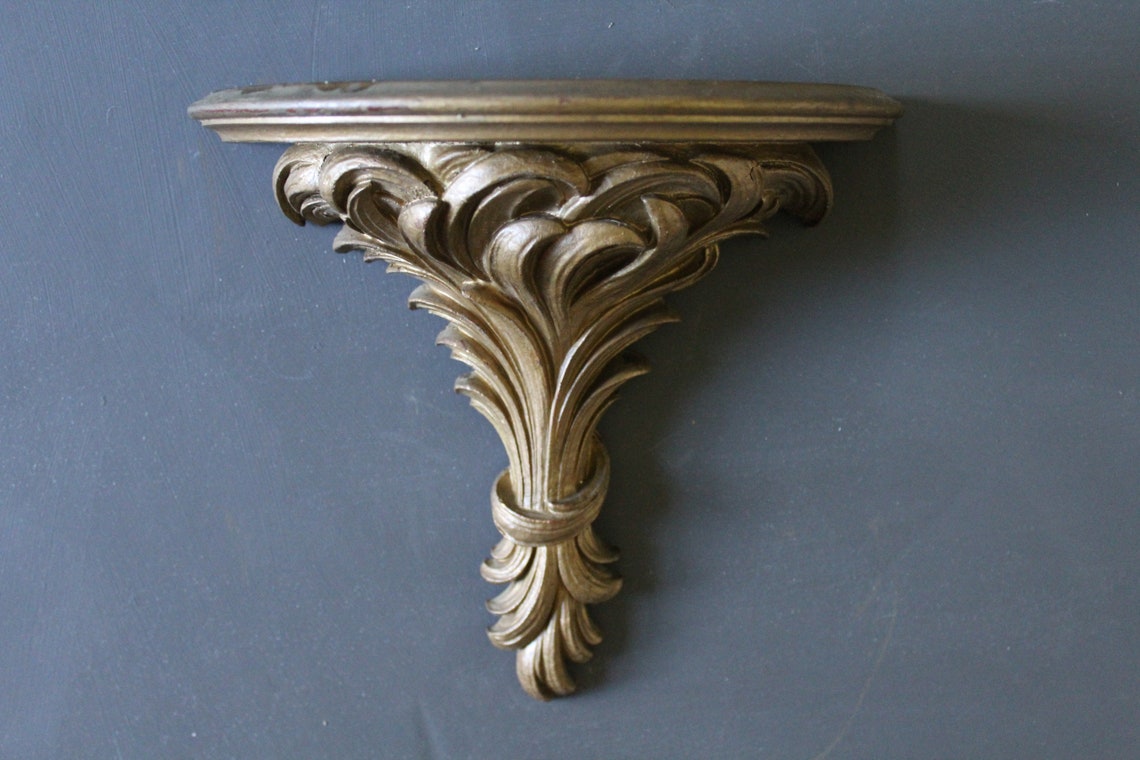 1960s Syroco Wood Wall Shelf Vintage Gold Syroco Wood Sconce Etsy