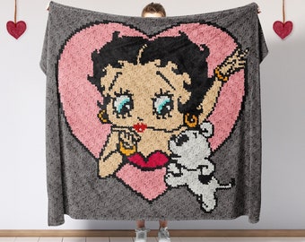 Betty Boop Heart Crochet Blanket Pattern C2C (PDF Pattern)