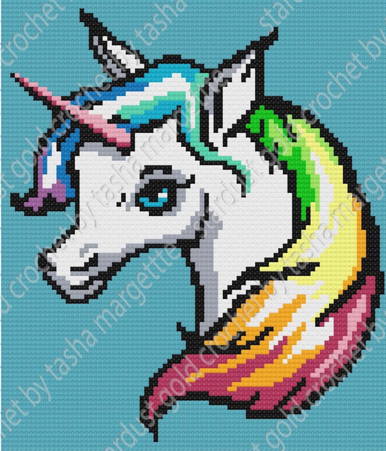 Unicorn Graphghan Crochet Pattern: C2C Blanket (Digital Download) image 2