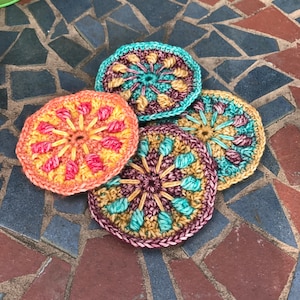 Farbenfrohes Mandala Häkelmuster: Motiv Untersetzer (Digitaler Download)