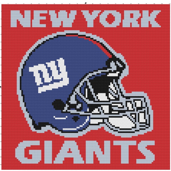 New York Giants | C2C Written Graph Pattern 112 x 112 | Football C2C Pattern NY Giants Corner to Corner Crochet Pattern