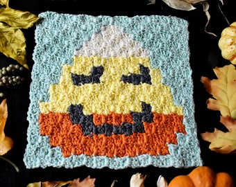 Candy Corn C2C Afghan Square CROCHET PATTERN, Corner to Corner Crochet Pattern