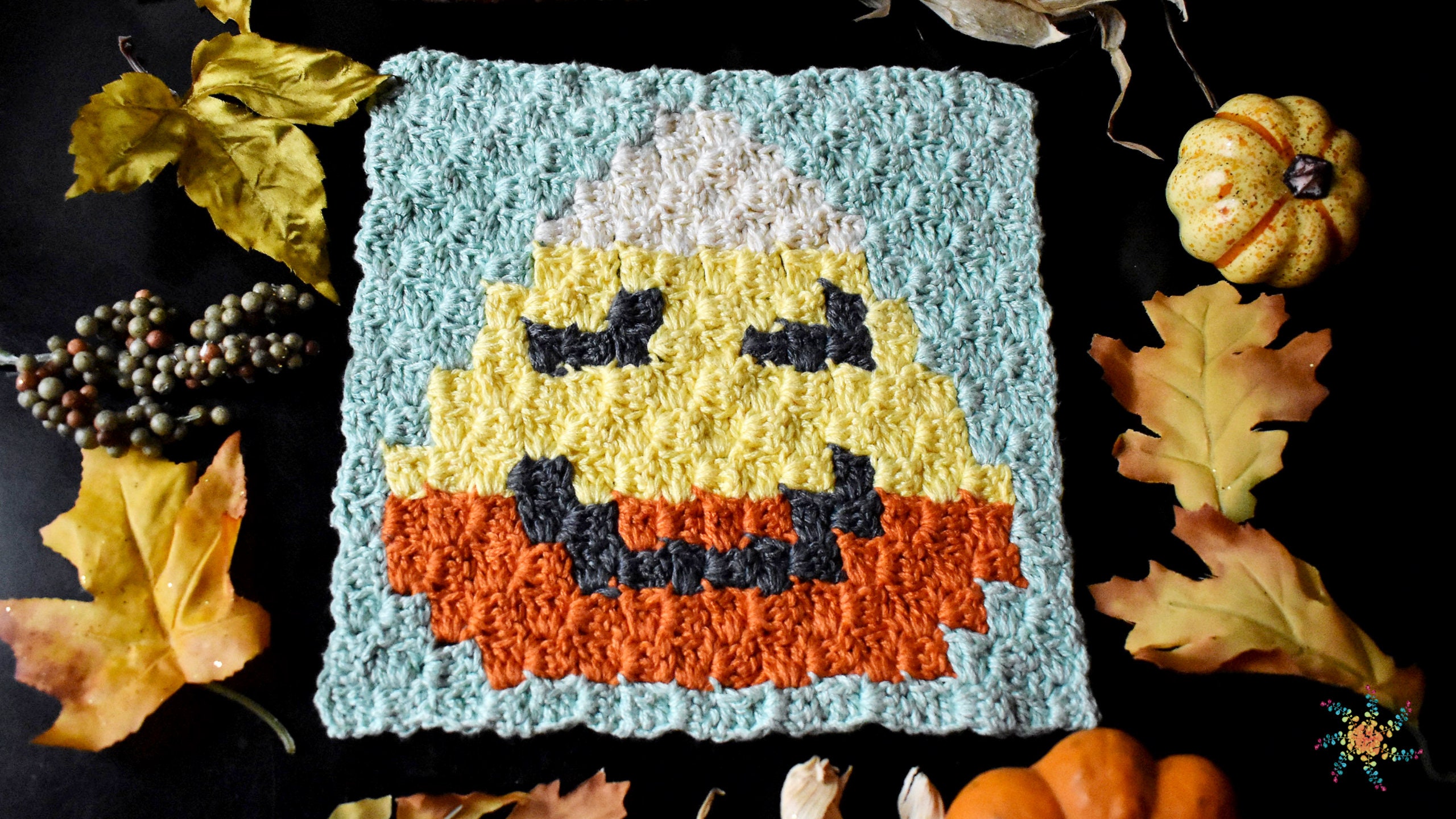 39 Candy Corn Crochet Patterns to Sweeten Your Autumn Decor 25 Candy Corn C2C Crochet Afghan Square