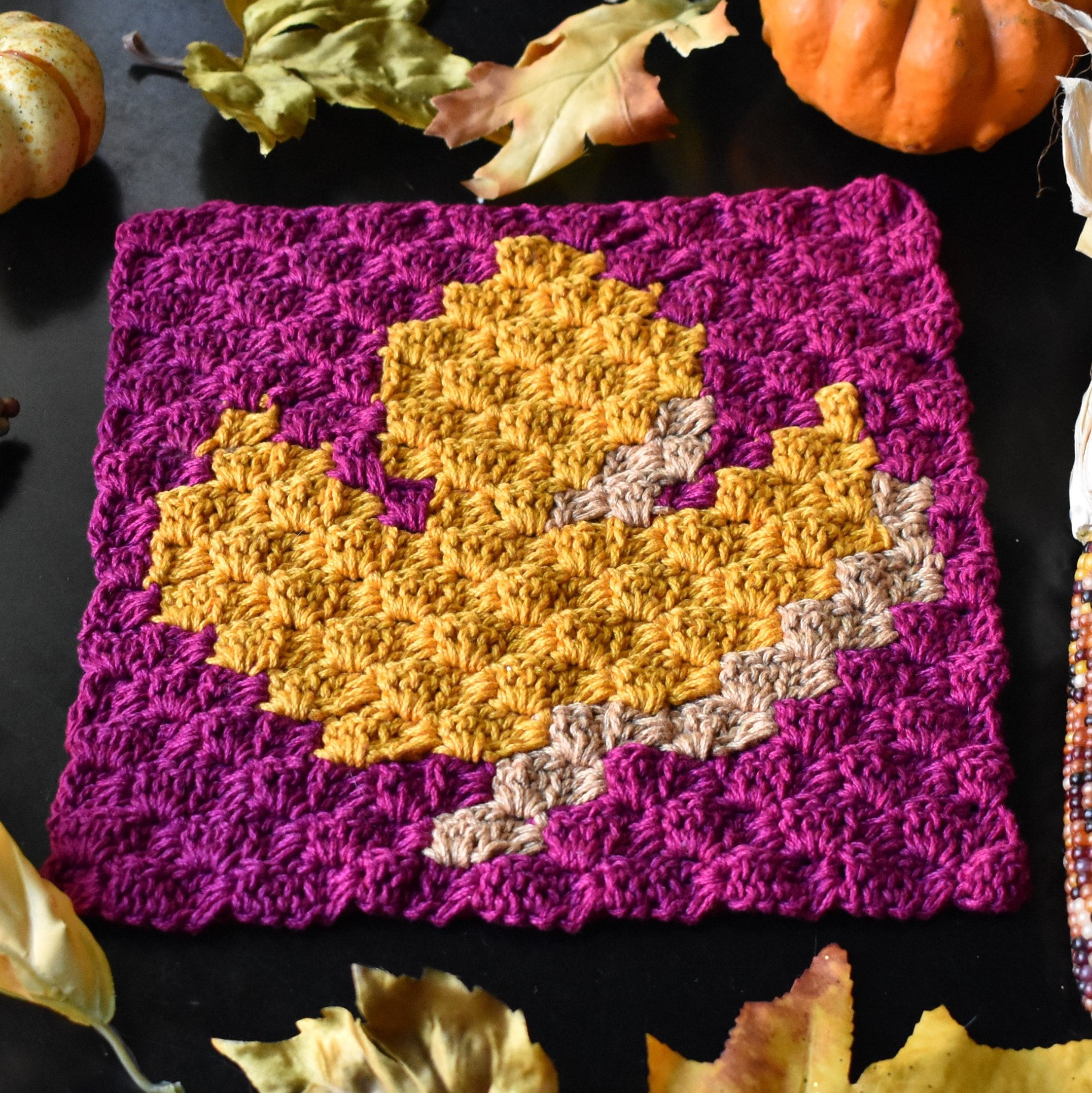 40 Maple Leaf Crochet Patterns for Autumn Decor, Gifts, and Cozy Home Accents 22 Maple Leaf C2C Crochet Pattern: Afghan Square