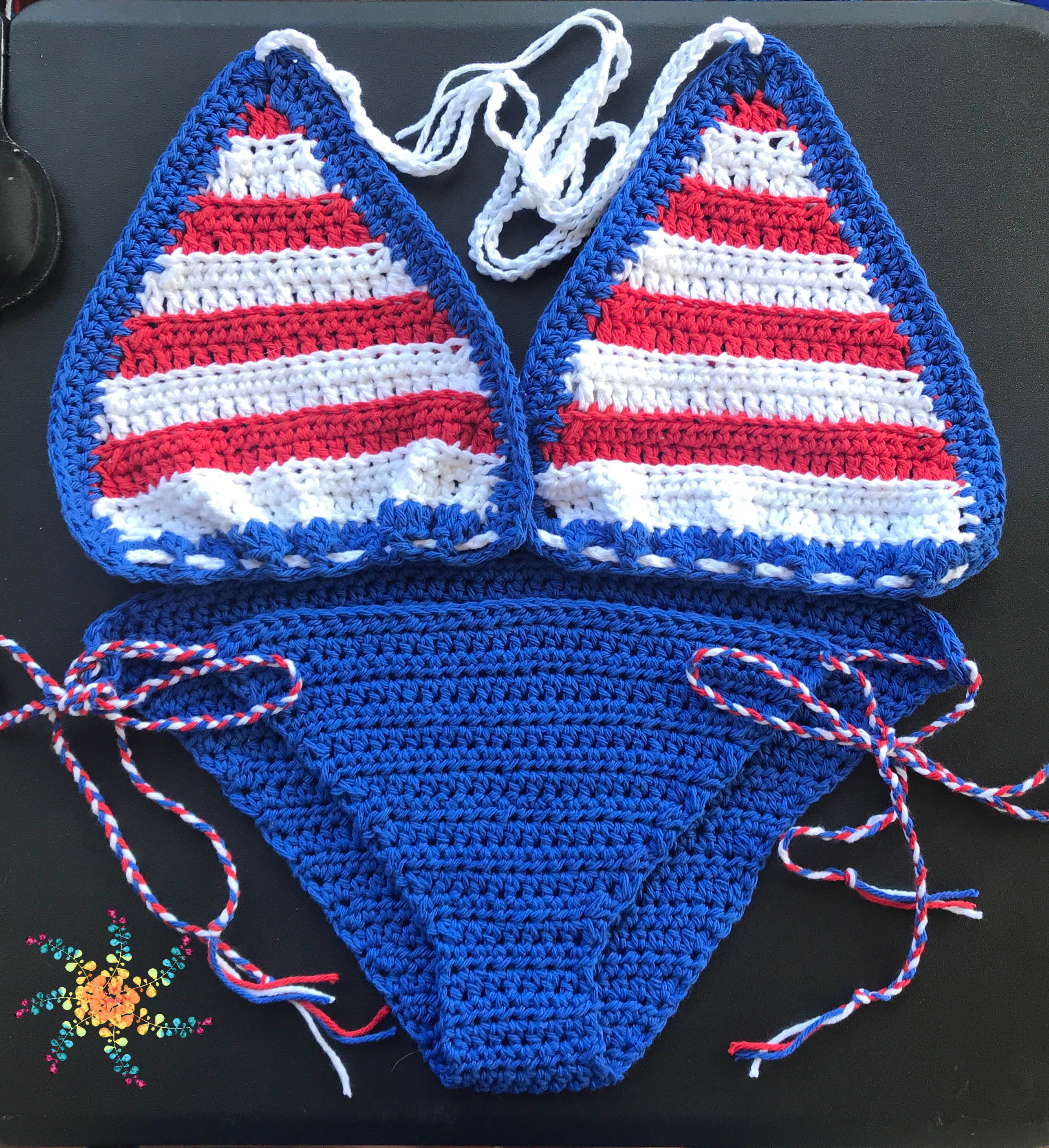4th of July Crochet Bikini Pattern American Flag Swimsuit