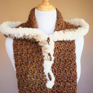 Fur-Lined Hooded Scarf Crochet Pattern with Pockets Crochet Chunky Scarf Kunik Scoodie Scoodie Crochet Pattern Go For Faux Scarf image 4