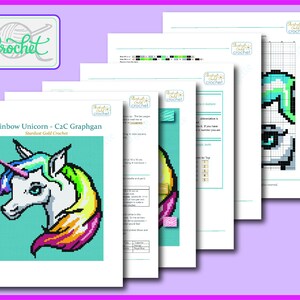 Unicorn Graphghan Crochet Pattern: C2C Blanket (Digital Download) image 4