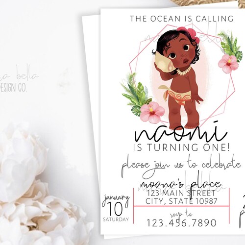 Printable Baby Moana Party Invitation Baby Moana Invitation | Etsy