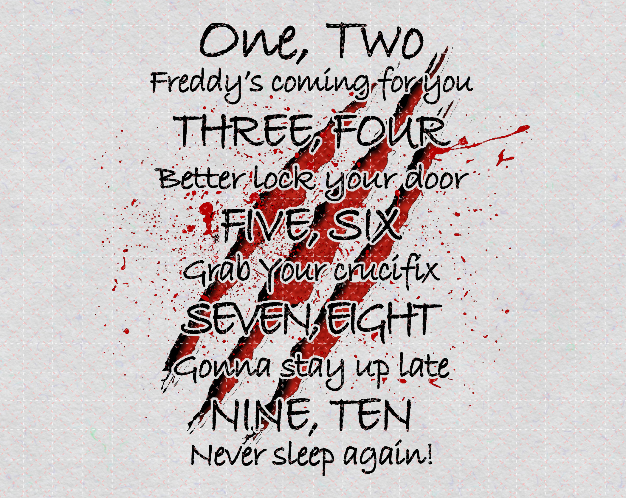 1 2 Freddy Coming For You Lyrics One Two Freddy's Coming For You PNGHorror Movies Follow | Etsy
