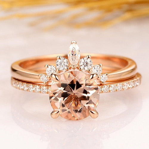 Round Cut 1CT Solitaire Engagement Ring 14K Solid Rose Gold - Etsy