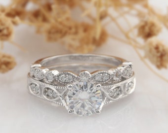 Moissanite Wedding Set Etsy