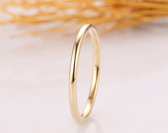 Rounded Plain Wedding Band, Comfort Fit 1.5mm Wide(width) Wedding Ring, 14K Solid Gold Bridal Wedding Ring, Promise Ring Anniversary Gift