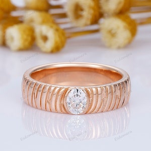 Men&#39;s Engagement Ring, Oval 4x5mm Brilliant Moissanite Wedding Ring, Solid Gold Bridal Anniversary Ring, Gold Wedding Band For Men
