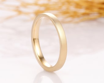 Solid 14k Yellow Gold Matte Wedding Band, Matching Ring, Plain Band Design, Simple Ring, Promise Wedding Ring, Handmade Ring