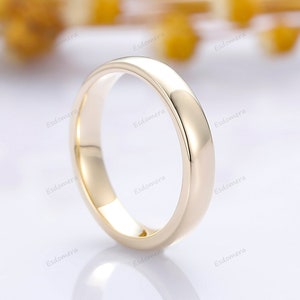 3.5mm Polished Dome 10k / 14k / 18k Solid Yellow Gold Wedding Band for Men and Women, Handmade Comfort Fit Plain Gold Wedding Ring