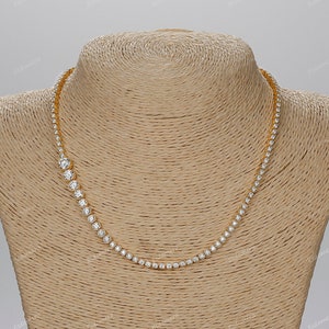 Vintage 9.5ct Moissanite Necklace For Women, Solid 18K Gold Brilliant Moissanite Moissanite Necklace, Handmade Jewelry, Round Moissanite