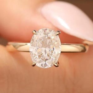Hidden Halo Oval Wedding Ring, 2.5CT Oval Cut Colorless Moissanite Engagement Ring, Antique Moissanite Ring, Anniversary Gift For Women