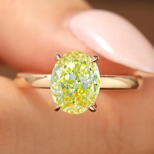 4 Prong Oval Cut Diamond Wedding Ring, Lab Grown Diamond Hidden Halo Ring, Solid Gold Lab Created Diamond Ring, Engagement Ring For Women