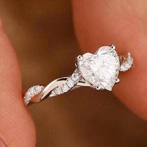 Heart Shape 1CT Moissanite Wedding Ring, Rope Band, 14k Rose Gold Moissanite Engagement Ring, Anniversary Gift For Wife, Promise Ring