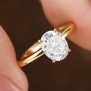 Oval Cut Moissanite Engagement Ring, Hidden Halo Wedding Ring, Promise Anniversary Gift for Women, Solid Gold 2CT Oval Shaped Bridal Ring