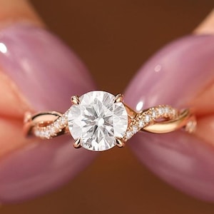 Lab Grown Diamond Engagement Ring, 0.5 - 3.0 CT Round Diamond Ring, FG/VS1 Lab Grown Diamond Excellent Cut, Ring for Women, Proposal Ring