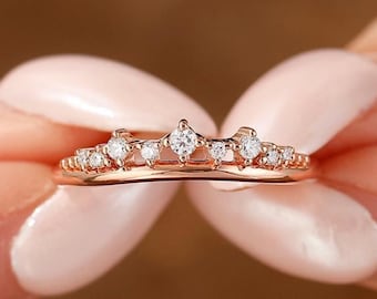 Solid Rose Gold Wedding Band, Dainty Promise Marriage Anniversary Minimalist Ring, Matching Bridal Ring, Thin Anniversary Ring Women