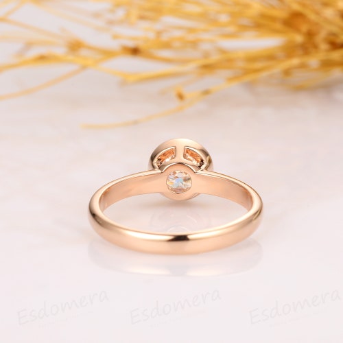 Moissanite Silver Ring, Bezel Set 0.80CT Round Colorless Moissanite Ring, Simple Solitaire Yellow Gold shops Plated Engagement Ring, Wedding Ring