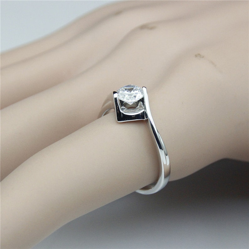 0.6ct Esdomera Moissanite Square Shape Solitaire Design 14k White Gold Engagement Wedding Rings CFR0482-ESMS0.6CT