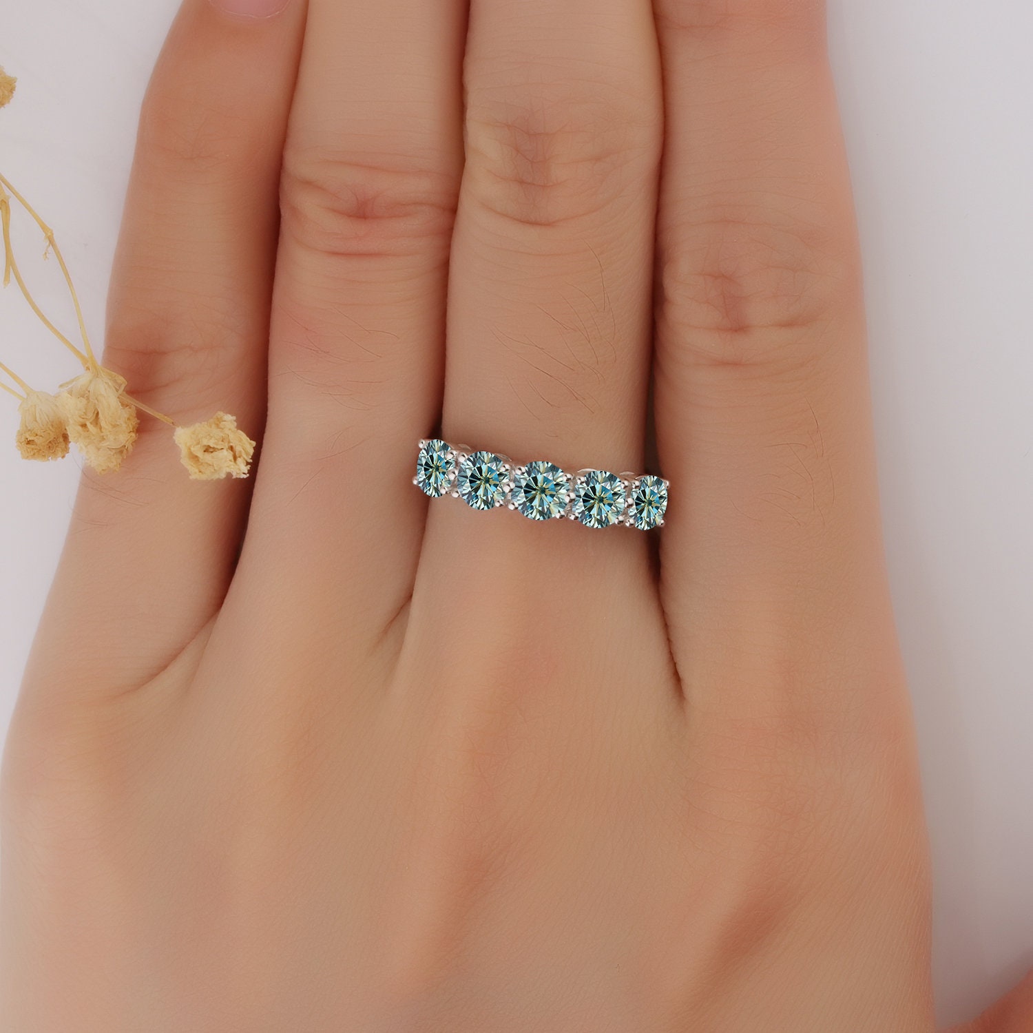 Blue Moissanite Ring 2CTW Blue Moissanite Engagement Ring Etsy